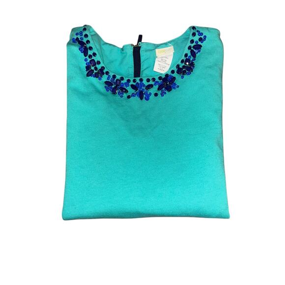 Crewcuts Outlet Girls’ Aqua Blue Embellished Cotton Top – Size 14 J.Crew Factory - Picture 2 of 7
